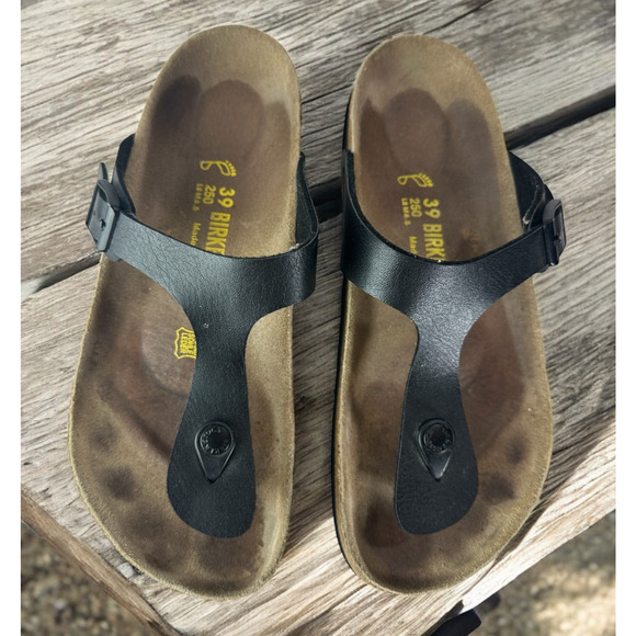 Birkenstock Shoes - Birkenstock Gizeh Sandals Black Slides Buckle Thong 39 Women's US Size 8